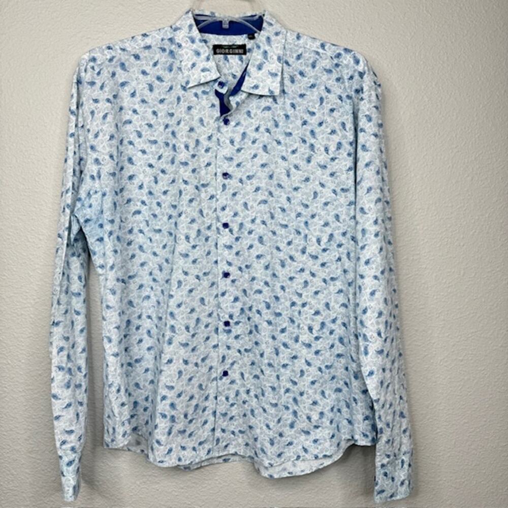 Giorginni Sz XXL Flip Cuff Button Down Long Sleeve Paisley Shirt